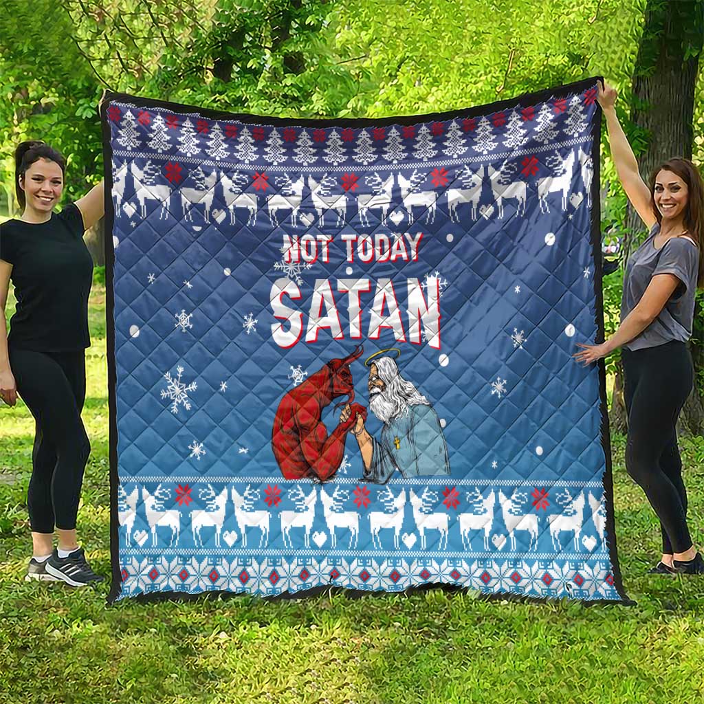 Jesus Not To Day Satan Christmas Quilt Funny Xmas Holiday Patterns - Wonder Print Shop