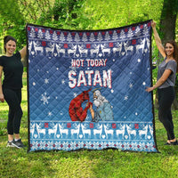 Jesus Not To Day Satan Christmas Quilt Funny Xmas Holiday Patterns - Wonder Print Shop