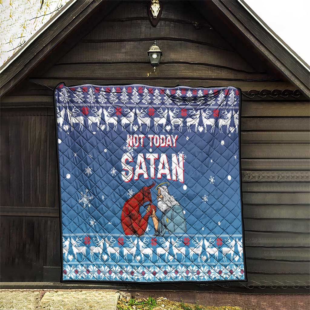 Jesus Not To Day Satan Christmas Quilt Funny Xmas Holiday Patterns - Wonder Print Shop