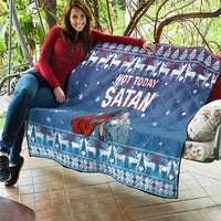 Jesus Not To Day Satan Christmas Quilt Funny Xmas Holiday Patterns - Wonder Print Shop