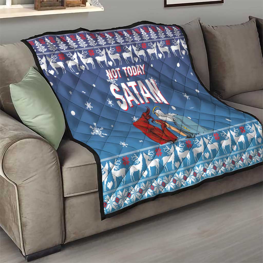 Jesus Not To Day Satan Christmas Quilt Funny Xmas Holiday Patterns - Wonder Print Shop