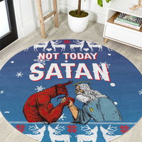 Jesus Not To Day Satan Christmas Round Carpet Funny Xmas Holiday Patterns - Wonder Print Shop