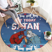 Jesus Not To Day Satan Christmas Round Carpet Funny Xmas Holiday Patterns - Wonder Print Shop