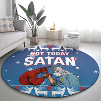 Jesus Not To Day Satan Christmas Round Carpet Funny Xmas Holiday Patterns - Wonder Print Shop