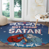 Jesus Not To Day Satan Christmas Round Carpet Funny Xmas Holiday Patterns - Wonder Print Shop