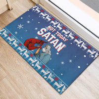 Jesus Not To Day Satan Christmas Rubber Doormat Funny Xmas Holiday Patterns - Wonder Print Shop