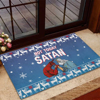 Jesus Not To Day Satan Christmas Rubber Doormat Funny Xmas Holiday Patterns - Wonder Print Shop