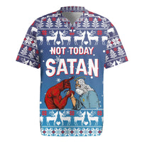 Jesus Not To Day Satan Christmas Rugby Jersey Funny Xmas Holiday Patterns - Wonder Print Shop