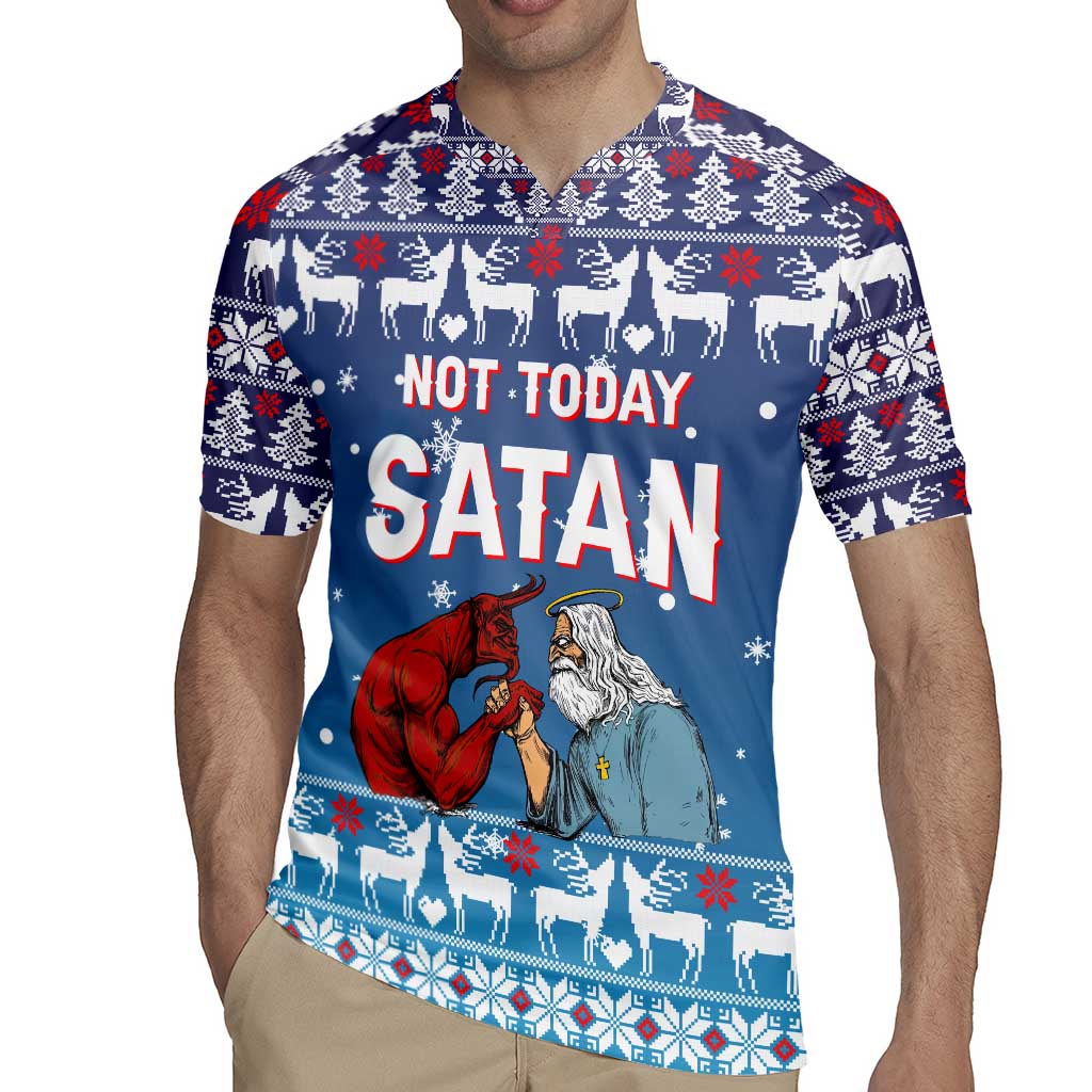 Jesus Not To Day Satan Christmas Rugby Jersey Funny Xmas Holiday Patterns - Wonder Print Shop