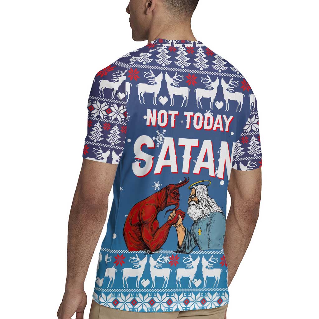 Jesus Not To Day Satan Christmas Rugby Jersey Funny Xmas Holiday Patterns - Wonder Print Shop