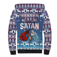 Jesus Not To Day Satan Christmas Sherpa Hoodie Funny Xmas Holiday Patterns - Wonder Print Shop