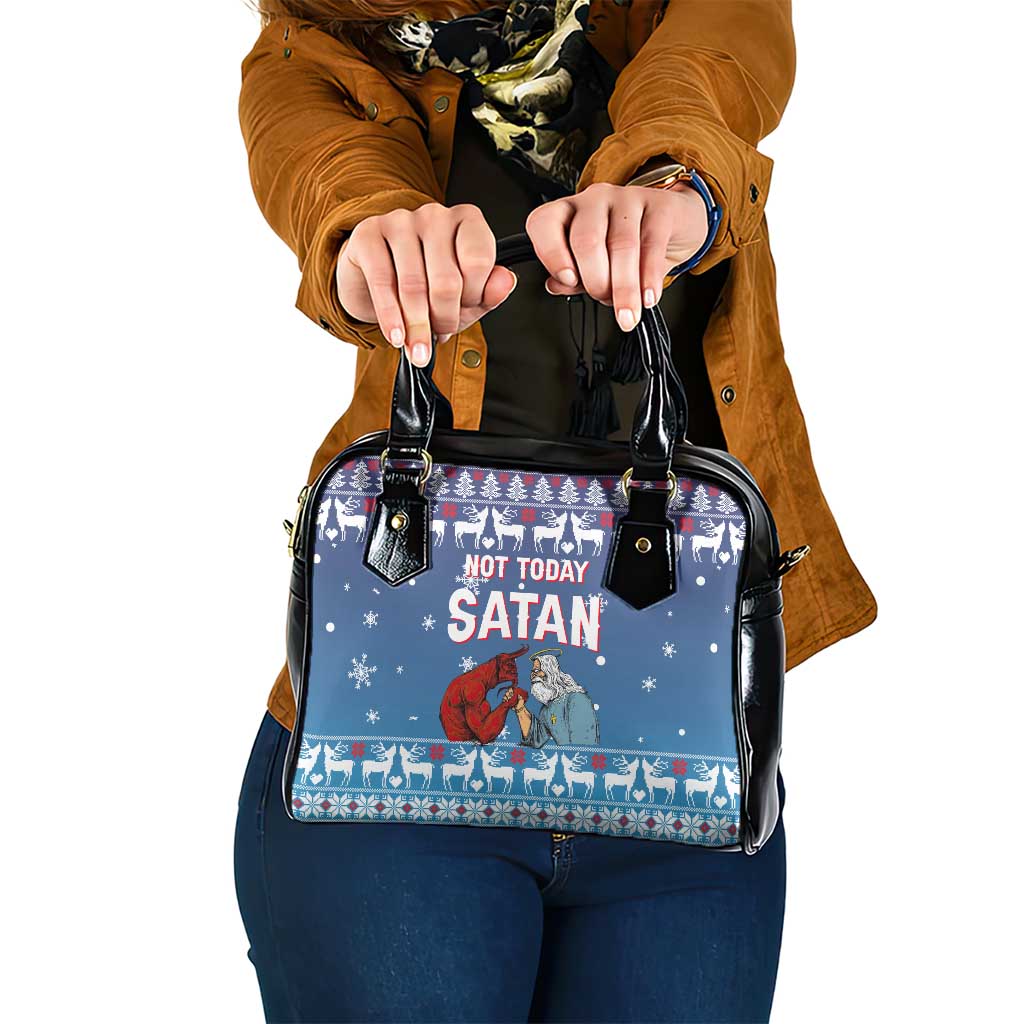 Jesus Not To Day Satan Christmas Shoulder Handbag Funny Xmas Holiday Patterns - Wonder Print Shop