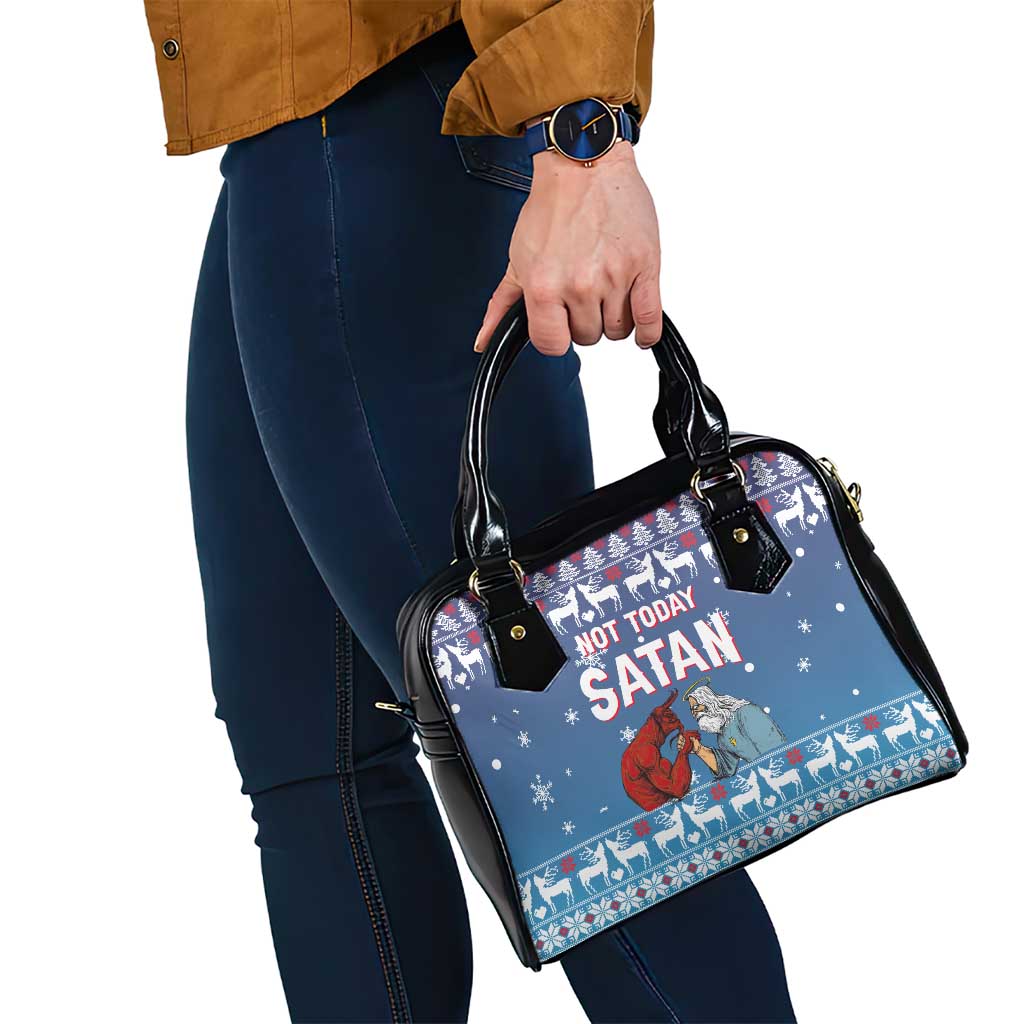 Jesus Not To Day Satan Christmas Shoulder Handbag Funny Xmas Holiday Patterns - Wonder Print Shop