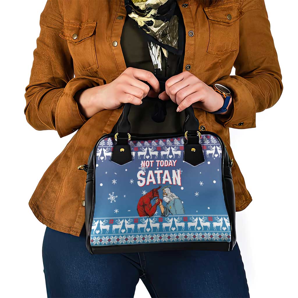 Jesus Not To Day Satan Christmas Shoulder Handbag Funny Xmas Holiday Patterns - Wonder Print Shop