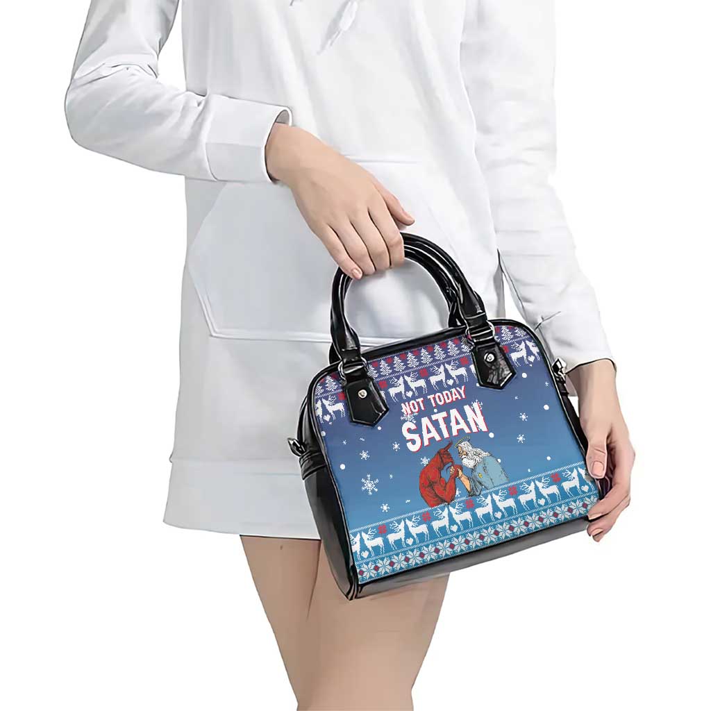 Jesus Not To Day Satan Christmas Shoulder Handbag Funny Xmas Holiday Patterns - Wonder Print Shop