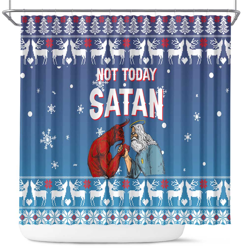 Jesus Not To Day Satan Christmas Shower Curtain Funny Xmas Holiday Patterns - Wonder Print Shop