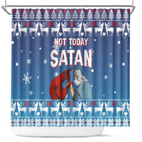 Jesus Not To Day Satan Christmas Shower Curtain Funny Xmas Holiday Patterns - Wonder Print Shop