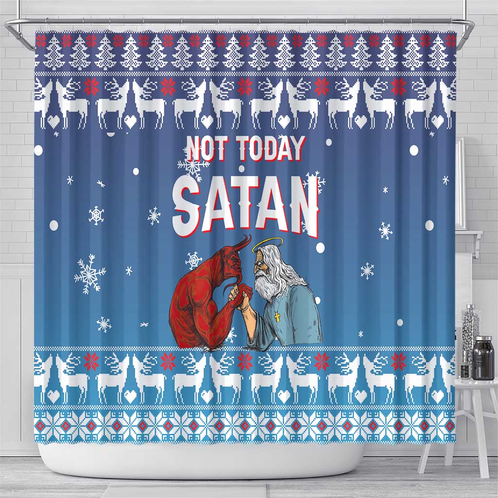 Jesus Not To Day Satan Christmas Shower Curtain Funny Xmas Holiday Patterns - Wonder Print Shop