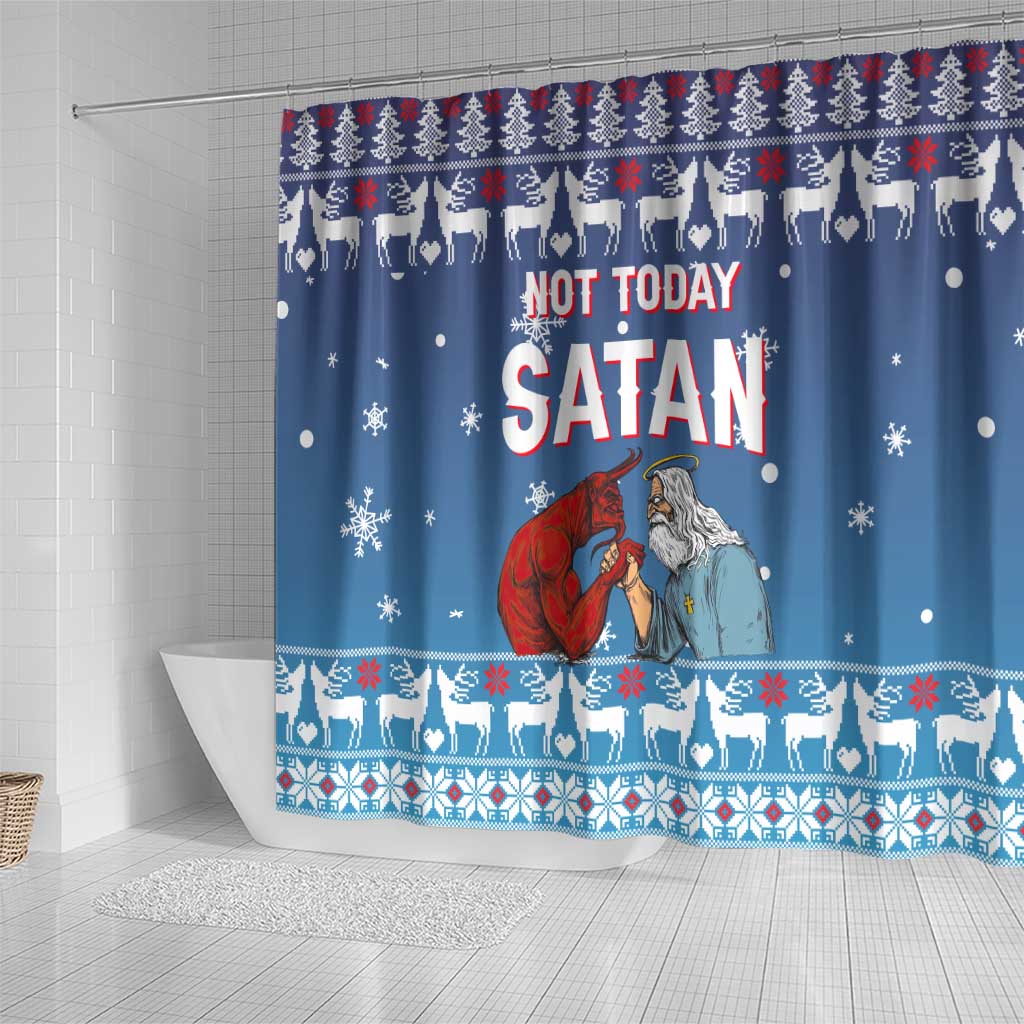 Jesus Not To Day Satan Christmas Shower Curtain Funny Xmas Holiday Patterns - Wonder Print Shop