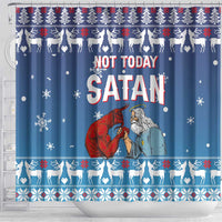 Jesus Not To Day Satan Christmas Shower Curtain Funny Xmas Holiday Patterns - Wonder Print Shop