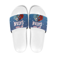 Jesus Not To Day Satan Christmas Slide Sandals Funny Xmas Holiday Patterns - Wonder Print Shop
