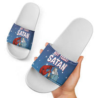 Jesus Not To Day Satan Christmas Slide Sandals Funny Xmas Holiday Patterns - Wonder Print Shop