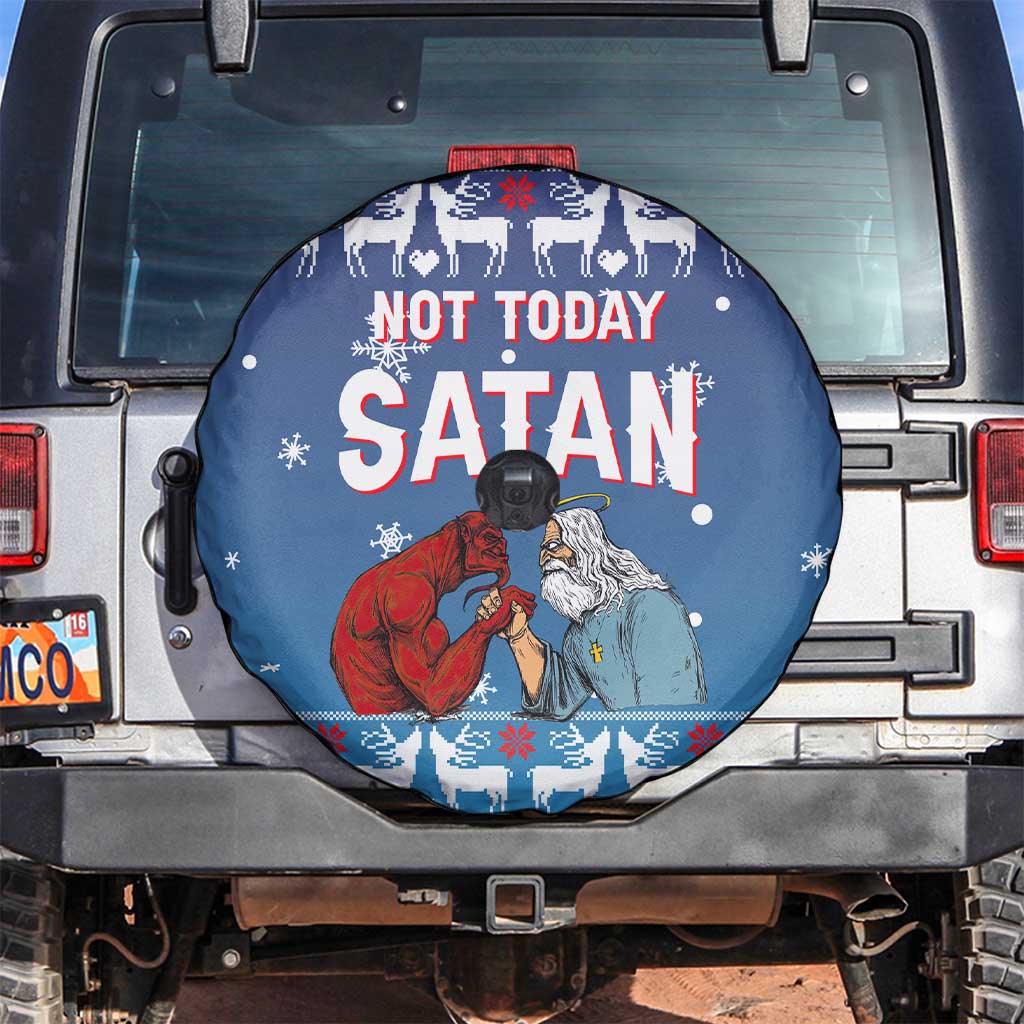 Jesus Not To Day Satan Christmas Spare Tire Cover Funny Xmas Holiday Patterns - Wonder Print Shop