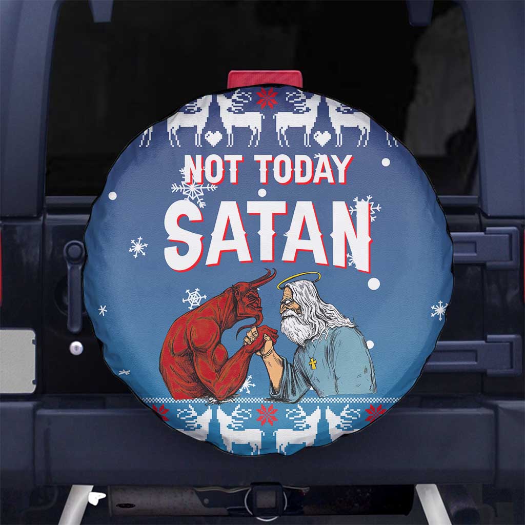 Jesus Not To Day Satan Christmas Spare Tire Cover Funny Xmas Holiday Patterns - Wonder Print Shop