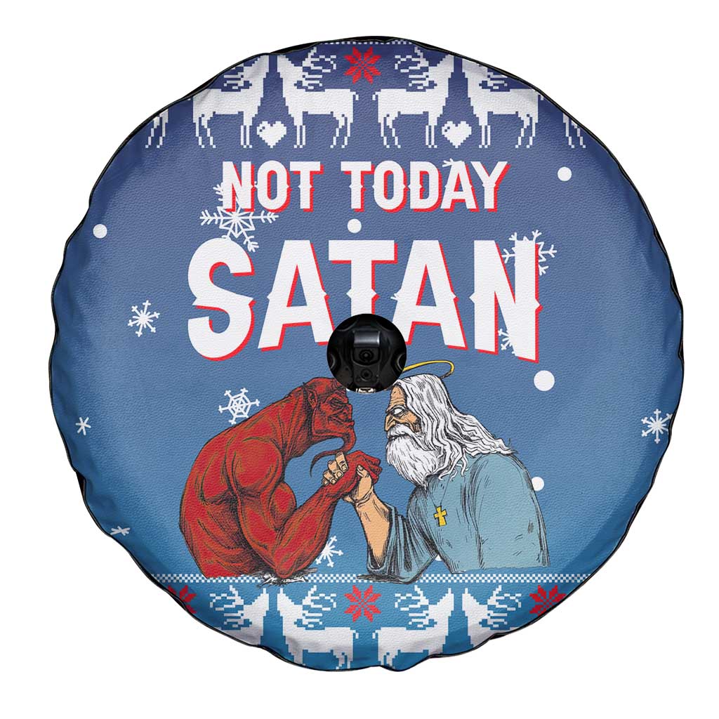 Jesus Not To Day Satan Christmas Spare Tire Cover Funny Xmas Holiday Patterns - Wonder Print Shop