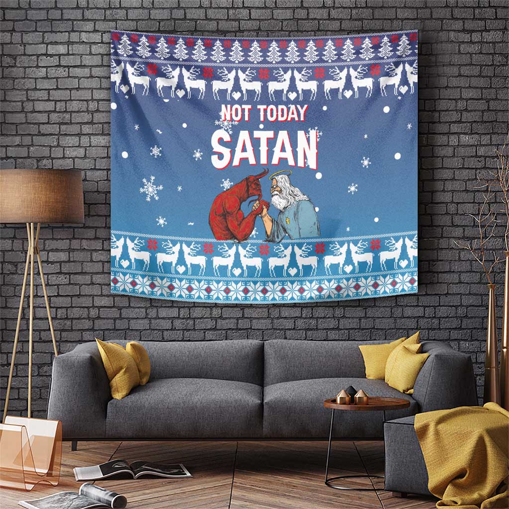 Jesus Not To Day Satan Christmas Tapestry Funny Xmas Holiday Patterns - Wonder Print Shop