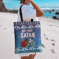 Jesus Not To Day Satan Christmas Tote Bag Funny Xmas Holiday Patterns - Wonder Print Shop