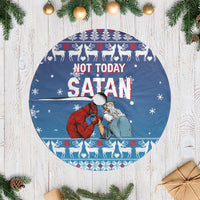 Jesus Not To Day Satan Christmas Tree Skirt Funny Xmas Holiday Patterns - Wonder Print Shop