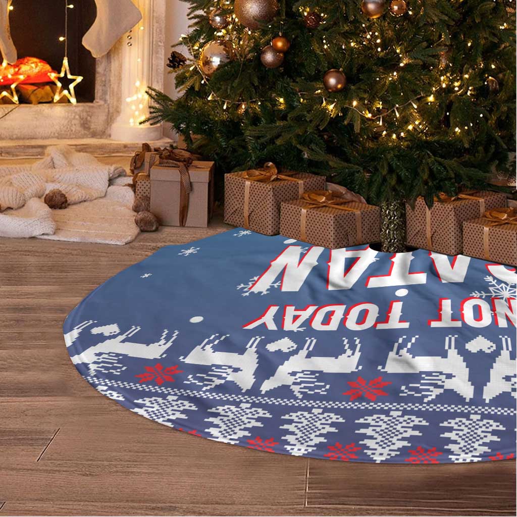 Jesus Not To Day Satan Christmas Tree Skirt Funny Xmas Holiday Patterns - Wonder Print Shop