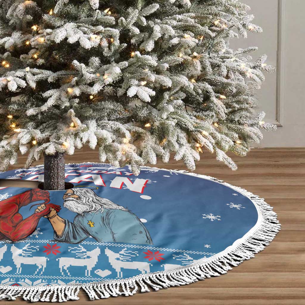 Jesus Not To Day Satan Christmas Tree Skirt Funny Xmas Holiday Patterns - Wonder Print Shop