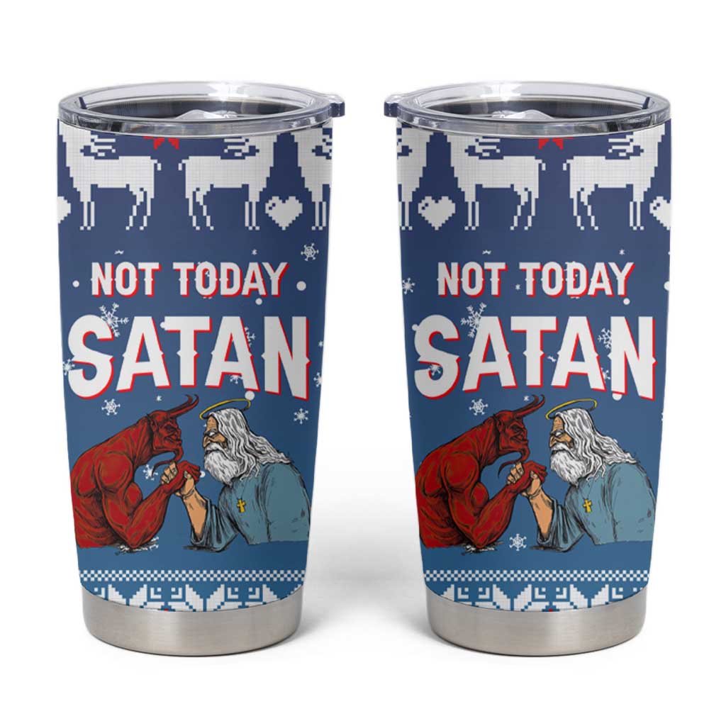 Jesus Not To Day Satan Christmas Tumbler Cup Funny Xmas Holiday Patterns - Wonder Print Shop