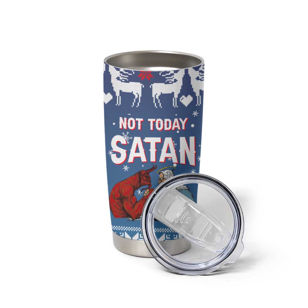 Jesus Not To Day Satan Christmas Tumbler Cup Funny Xmas Holiday Patterns - Wonder Print Shop