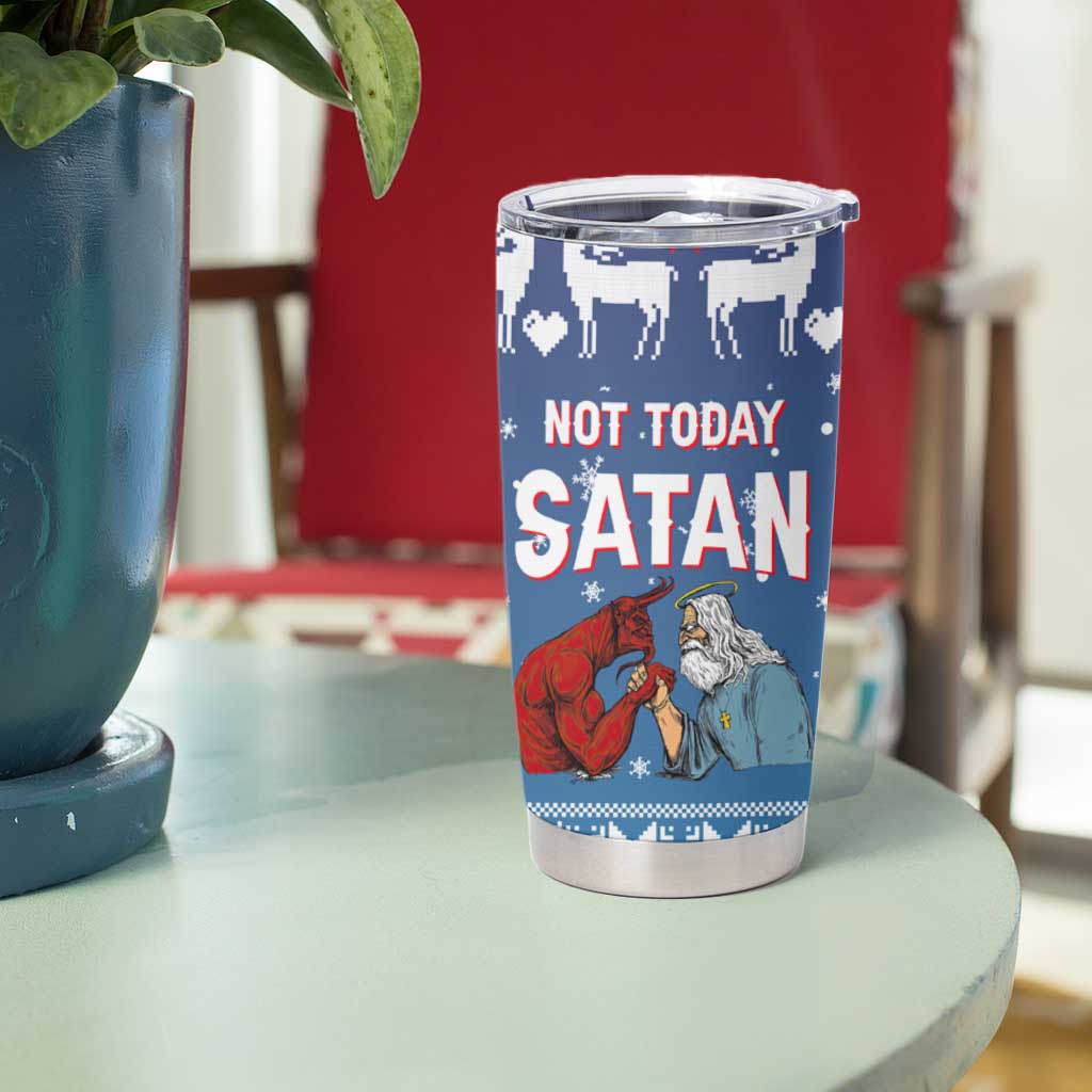 Jesus Not To Day Satan Christmas Tumbler Cup Funny Xmas Holiday Patterns - Wonder Print Shop