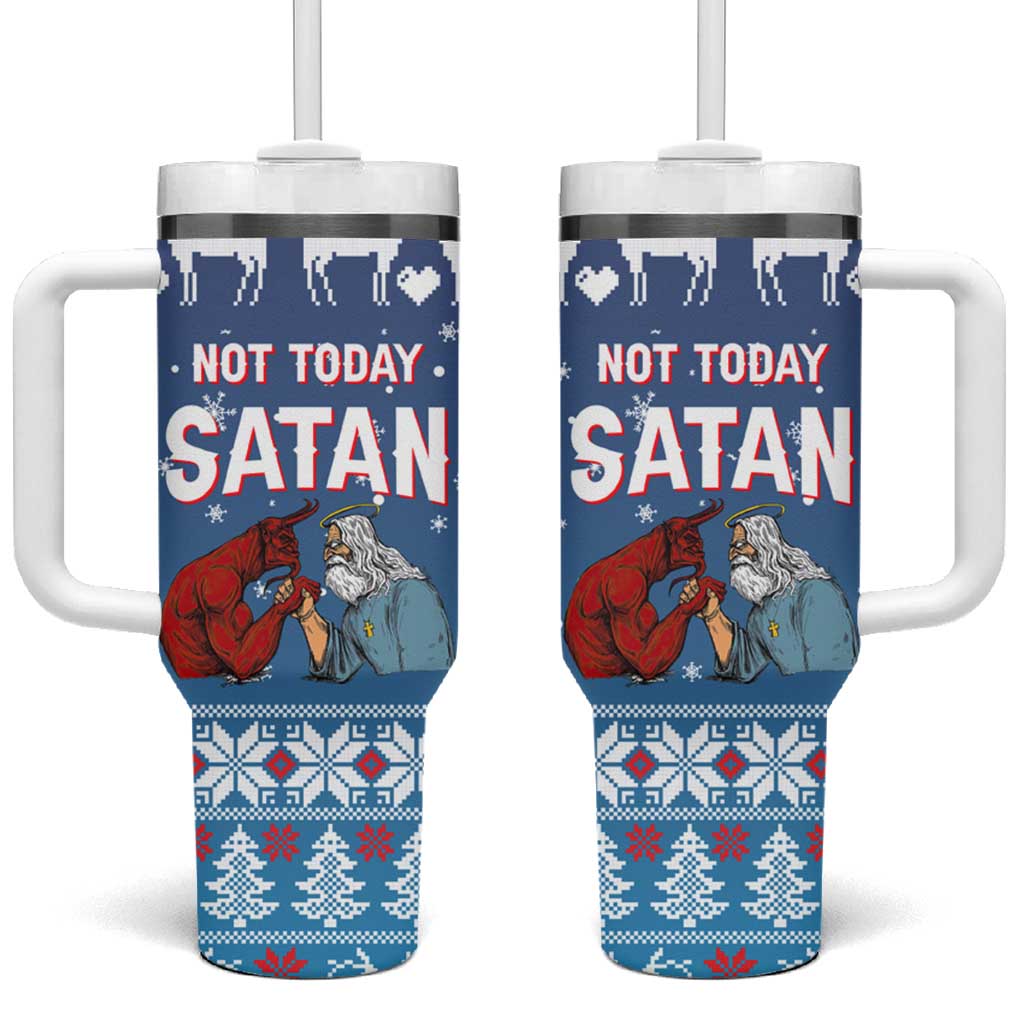 Jesus Not To Day Satan Christmas Tumbler With Handle Funny Xmas Holiday Patterns - Wonder Print Shop