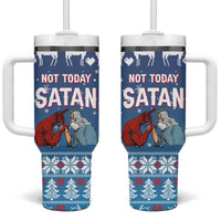 Jesus Not To Day Satan Christmas Tumbler With Handle Funny Xmas Holiday Patterns - Wonder Print Shop