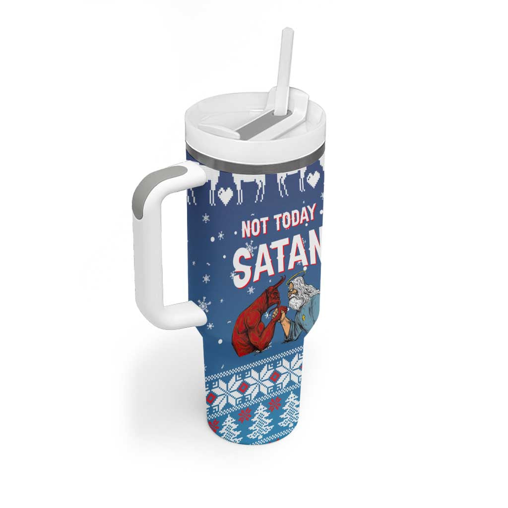 Jesus Not To Day Satan Christmas Tumbler With Handle Funny Xmas Holiday Patterns - Wonder Print Shop
