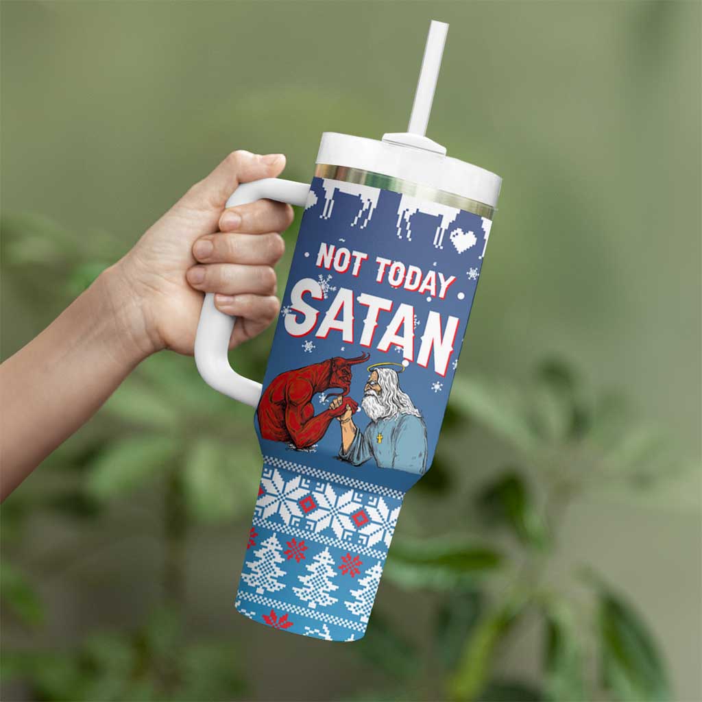 Jesus Not To Day Satan Christmas Tumbler With Handle Funny Xmas Holiday Patterns - Wonder Print Shop