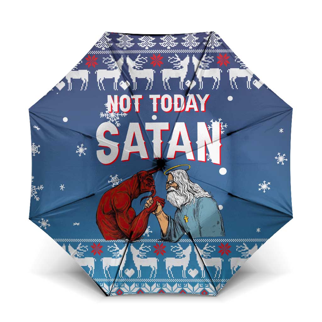 Jesus Not To Day Satan Christmas Umbrella Funny Xmas Holiday Patterns - Wonder Print Shop