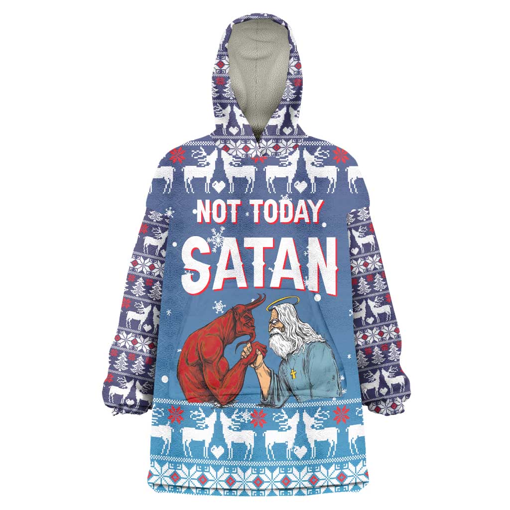 Jesus Not To Day Satan Christmas Wearable Blanket Hoodie Funny Xmas Holiday Patterns - Wonder Print Shop
