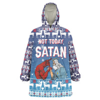 Jesus Not To Day Satan Christmas Wearable Blanket Hoodie Funny Xmas Holiday Patterns - Wonder Print Shop