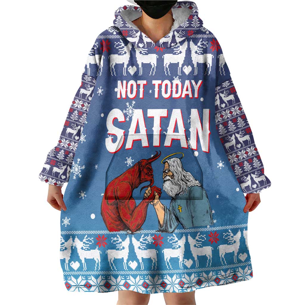 Jesus Not To Day Satan Christmas Wearable Blanket Hoodie Funny Xmas Holiday Patterns - Wonder Print Shop