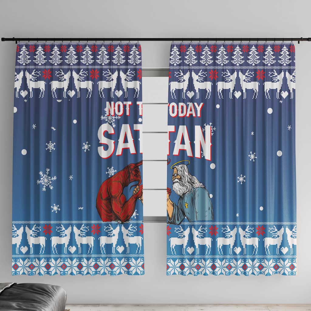Jesus Not To Day Satan Christmas Window Curtain Funny Xmas Holiday Patterns - Wonder Print Shop