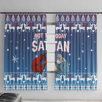 Jesus Not To Day Satan Christmas Window Curtain Funny Xmas Holiday Patterns - Wonder Print Shop
