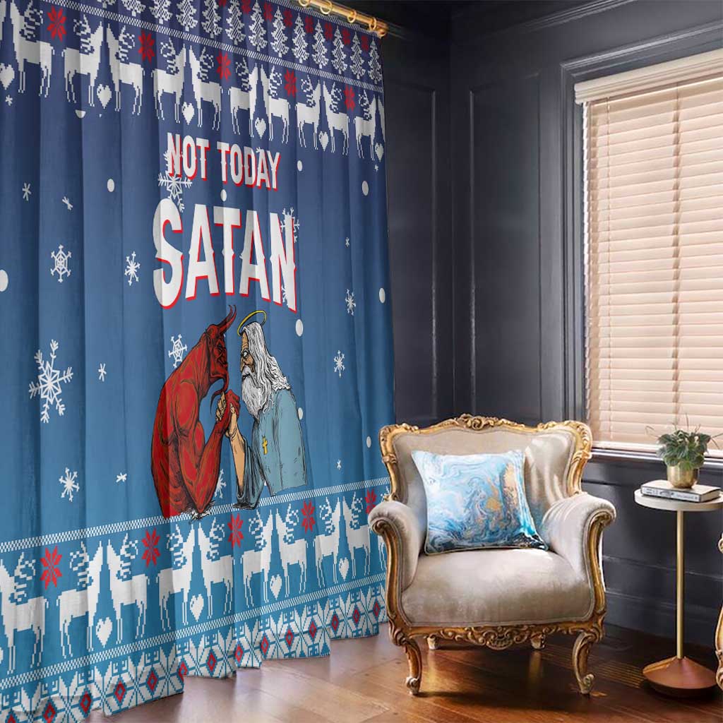 Jesus Not To Day Satan Christmas Window Curtain Funny Xmas Holiday Patterns - Wonder Print Shop
