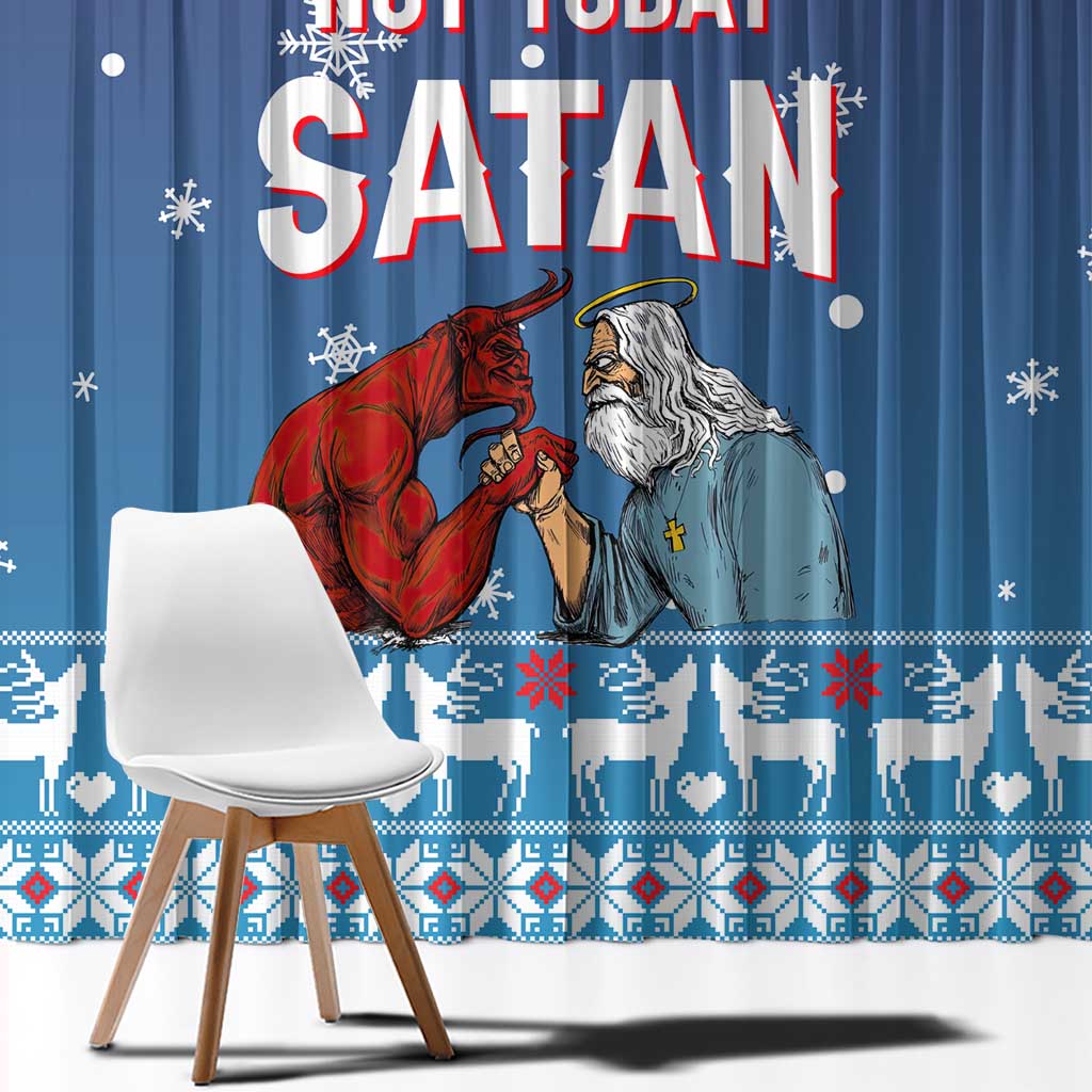 Jesus Not To Day Satan Christmas Window Curtain Funny Xmas Holiday Patterns - Wonder Print Shop