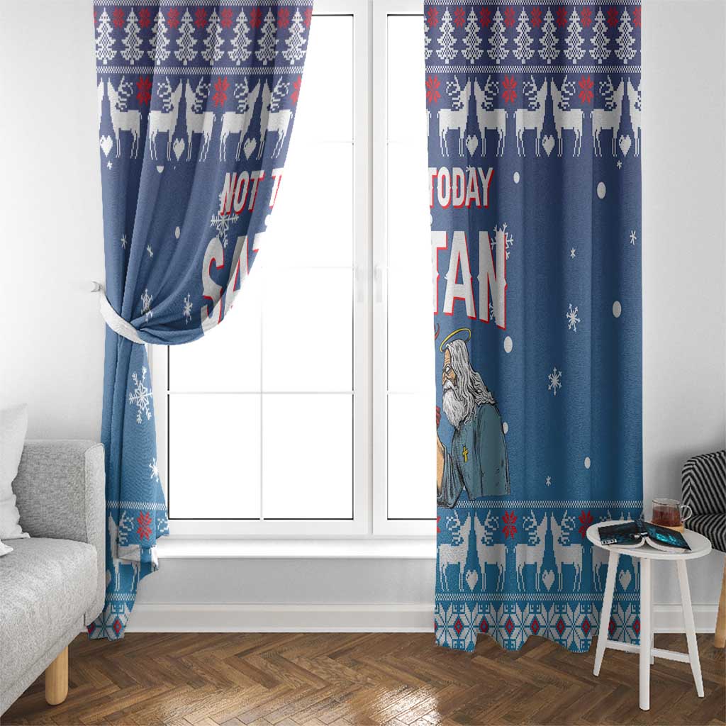 Jesus Not To Day Satan Christmas Window Curtain Funny Xmas Holiday Patterns - Wonder Print Shop